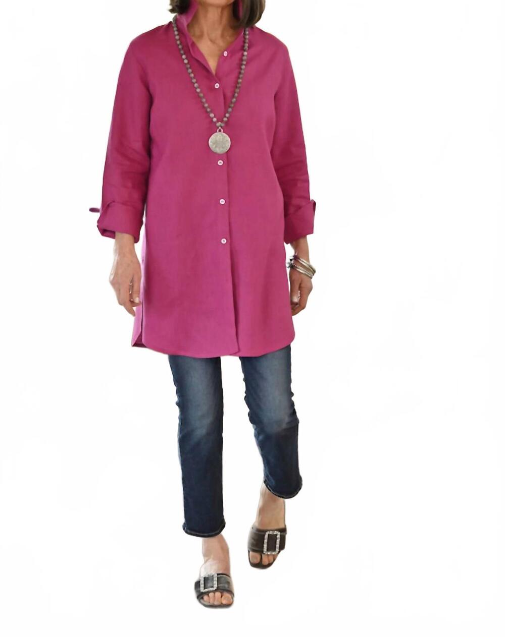 NEW CROWN LINEN christina linen tunic in magenta